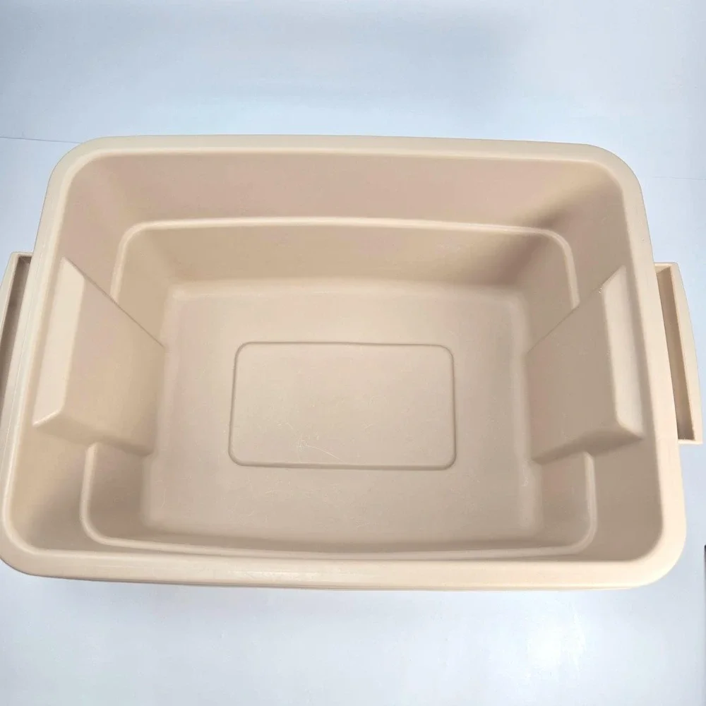 Rubbermaid Roughneck 3‎ Gallon Storage Tote Bin Tan Beige Vintage